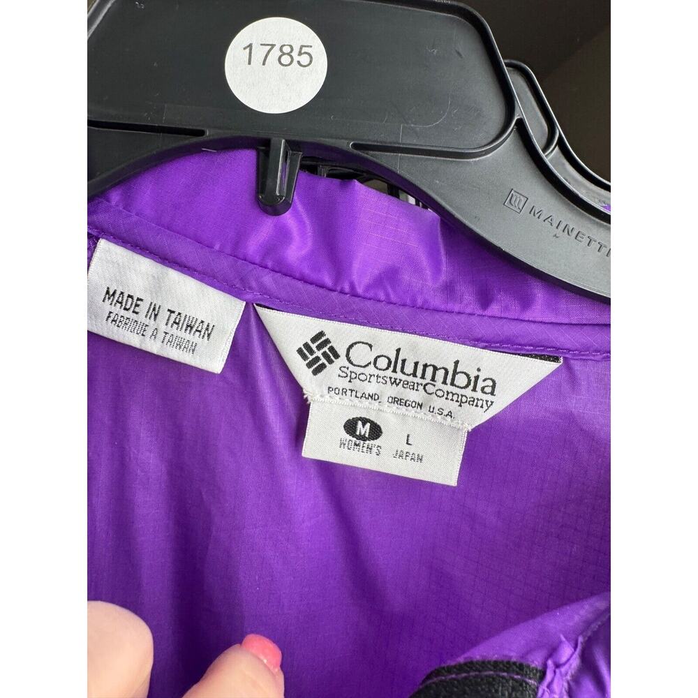 Vintage Columbia Women's Bright Purple 1/2 Zip Pullover Rain Jacket Size Medium - Picture 5 of 6